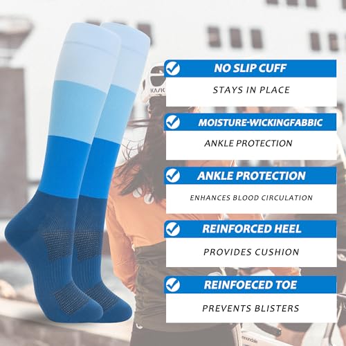 fenglaoda 3 Pairs Compression Socks for Women & Men Knee High Nurse Pregnant Cute Medical Running Travel Athletic - color: 00-3pairs-04, size: Large-X-Large