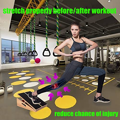Slant Board for Calf Stretching Wooden Calf Stretcher Incline Board Adjustable Calf Stretch Board for Squats Knees Ankle