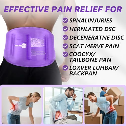 AiricePac Large Ice Pack for Injuries Reusable Gel for Lower Back, Cold Packs Wrap for Shoulder, Knee, Elbow, Hip, Leg, Soft Cold Compress,16 × 9",Purple - style: PURPLE-1
