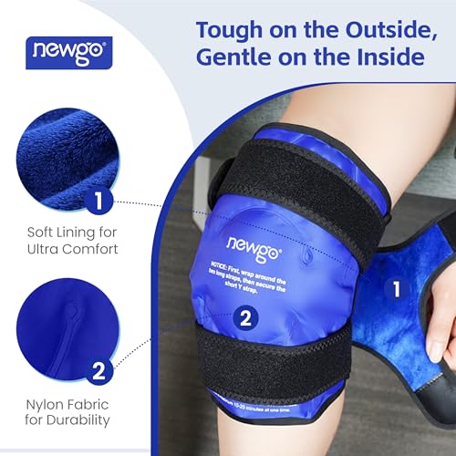 NEWGO Knee Ice Pack Wrap, 360° Full Wrap, Blue - color: Regular Blue 1-pack