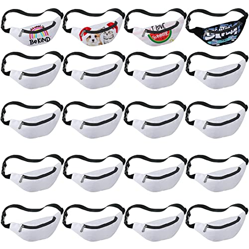 Eccliy Sublimation Fanny Packs for Women Men White Running Waist Bag Waist Pouch with Adjustable Strap Zipper for DIY Hiking Traveling Biking Festival Sports Outdoors Workout