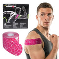 THERABAND Kinesiology Tape for Shoulder, Back & Knee, 2", Pink/White - color: Pink/White