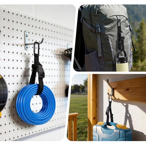 Electrical Tape Holder for Belt Loop Multifunctional Tape Thong with Carabiner Clip Hanging Storage Strap for Tape, Cables, Ropes, Hoses - Black