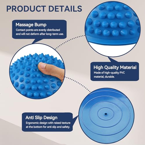 Agatige Foot Massage Ball, Half Round PVC Spiky Foot Wakers Balance Therapy Dome Trigger Point Ball Feet Massage Roller for Yoga Fitness Exercise Gym Massager (Blue) - color: Blue