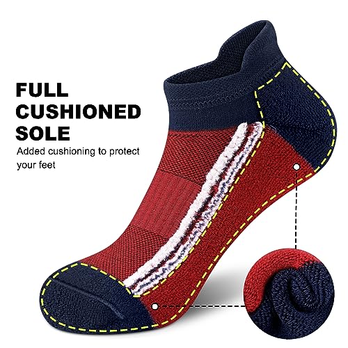 Gonii Men's Running Athletic Ankle Socks - Thick Cushioned Low Cut Socks - color: 5 Pairs Multicolor, size: 6-9