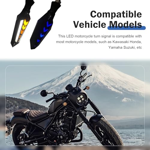 4 PCS Motorcycle Turn Signal Lights, LED Arrow Shape Flowing Turn Signal, 12V Double-Sided Flow Light with Daytime Running Lights, Universal for Most Motorcycles (Red) - color: Black
