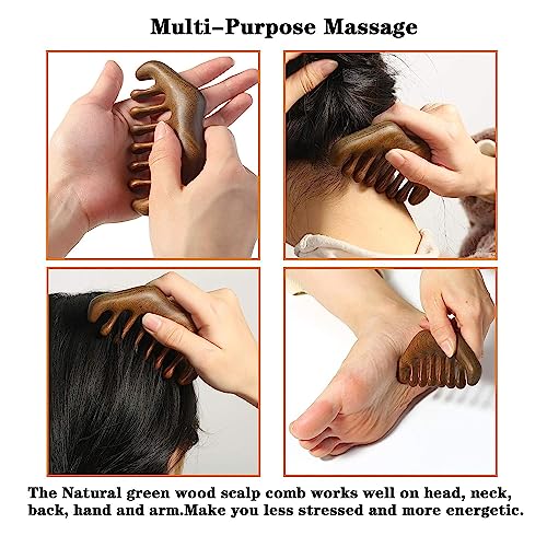 OULIGET Massage Wooden Comb,Wide Tooth Hair Comb, Scraping Scalp Massage - style: Wooden Comb