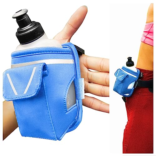 2-in-1 Running Fun: Handheld 12 Oz Water Bottle & Running Belt Add-On. No-Grip Design Straps on Hand & Slides on Belt. Waterproof Pocket for Money, Keys. Maximize Time, Freedom & Health - color: Royal Blue
