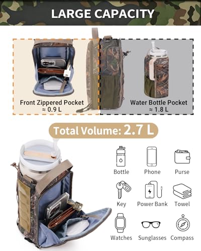 sportsnew Magnetic Water Bottle Holder for 40oz Tumbler Gym Hiking Sport - color: Woodland Camo -Magnetic