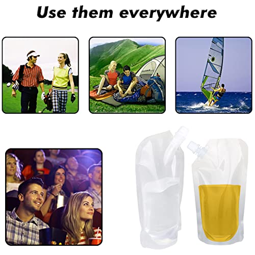 Liquor Plastic Flasks Concealable And Reusable Cruise Sneak Flask Drink Pouches Drinking bags with Funnel (8OZ-6PCS) - size: 8OZ-6PCS