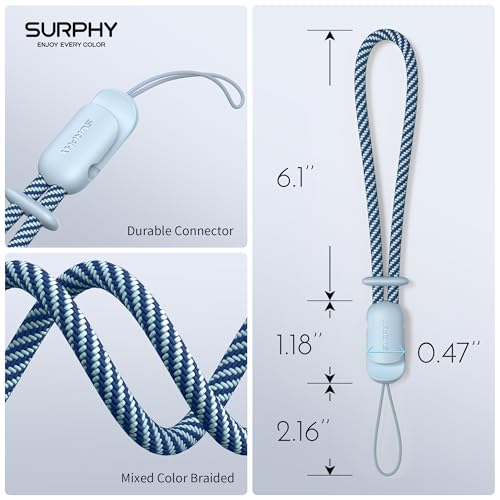 SURPHY 2 Pack Phone Lanyard, Phone Wrist Strap for Case, Camera Wrist Strap - color: Cloud Blue & Gray