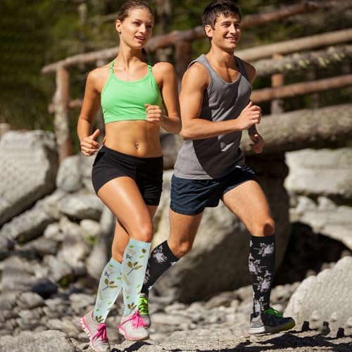 6 Pairs Compression Socks for Women Men Knee High - color: Multi, size: Large-X-Large