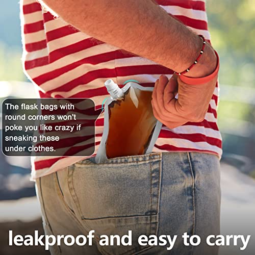 Liquor Plastic Flasks Concealable And Reusable Cruise Sneak Flask Drink Pouches Drinking bags with Funnel (8OZ-6PCS) - size: 8OZ-6PCS