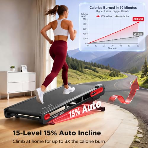 Jogwell Walking Pad with 15% Auto Incline, Full-Deck Design - color: Black