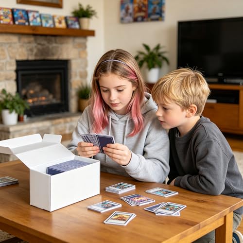 DEDC 3-Pack Trading Card Storage Box for Toploaders, Semi-Rigid & Magnetic Card Holders, White Corrugated Cardboard Collection Organizer for TCG, Baseball & Sports Cards (1050 ct)