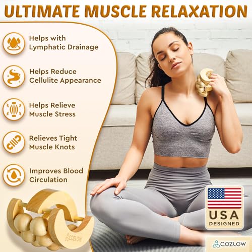 Wooden Massage Ball Roller - Supports Lymphatic Drainage and Pain Relief - color: Wood