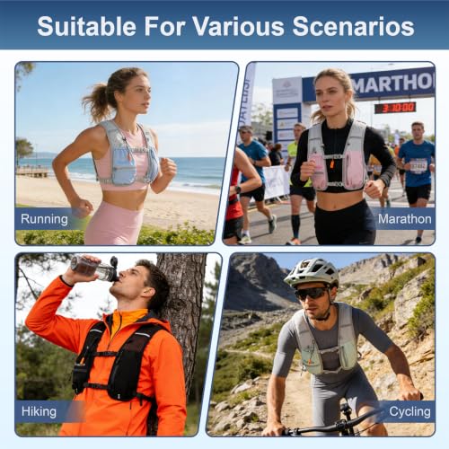 Running Vest for Women Men, Running Hydration Vest with Adjustable Chest Straps for Marathon Jogging Hiking Cycling - size: Black, style: Running Vest