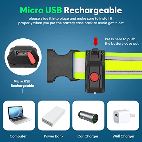 Higo LED Running Belt - Reflective Light Up Waistband for Night Activities, Glowing LED Waist Light for Running, Cycling, Hiking, Camping - color: Green