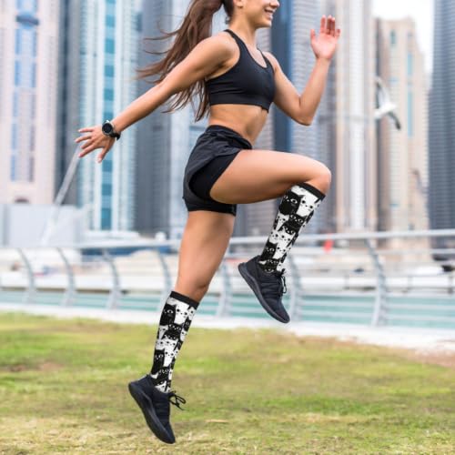 Tie Dye Compression Socks Knee High Support Socks For Women Men Running Athletic Hiking - color: Cat