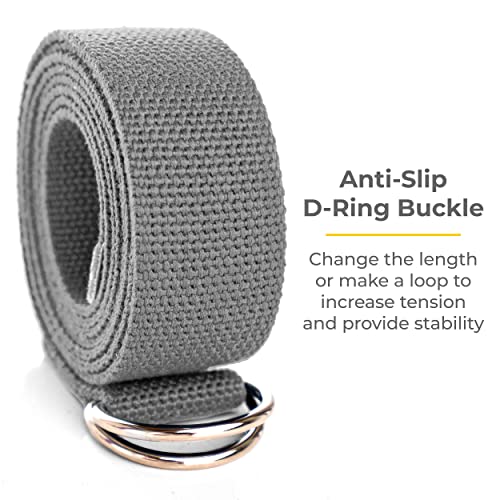 Bulk Yoga Straps, 10 Pack, 6ft, D-Ring Buckle - color: Cool Gray