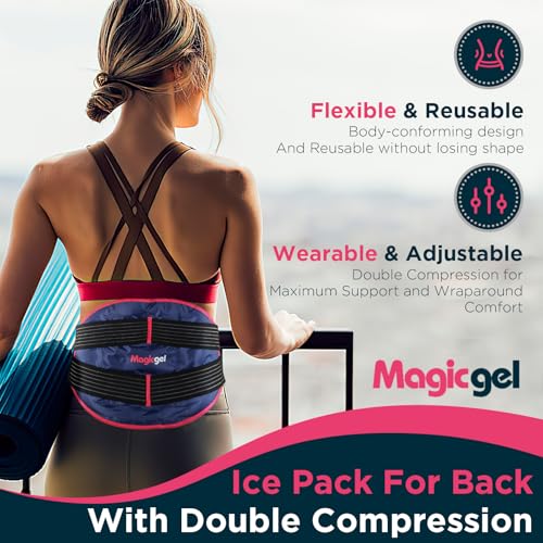 Magic Gel Back Ice Pack - Maximum Compression Sports Cold Compress Wrap for Back & Lower Body - Reusable Hot & Cold Packs - style: Back Compression Ice Pack