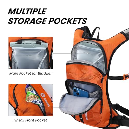 Nepest Hydration Pack Backpack with 2L Water Bladder Reflective Lightweight - color: Orange