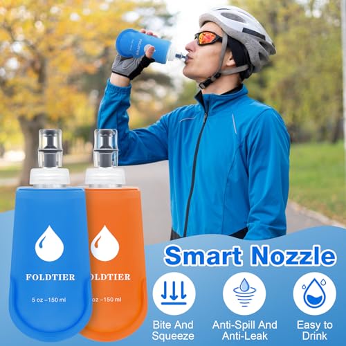 FoldTier 6 Pcs Soft Flask Set 5 oz Folding Water Bottle for Running