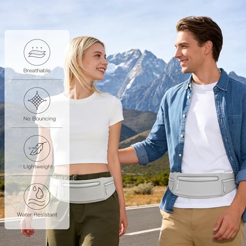 Slim Running Belt for Women Men,Phone Holder Waist Pack,Runners Fanny Pack - color: Drak Gray
