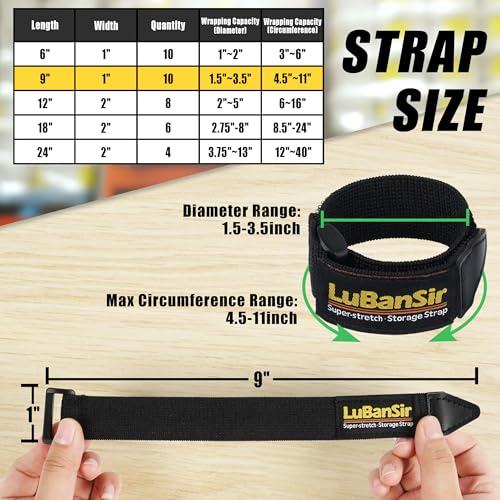 LuBanSir Cinch Straps, 1" x 9" (10 Pack) for Extension Cord Organization - size: 1"x9" - 10 Pack