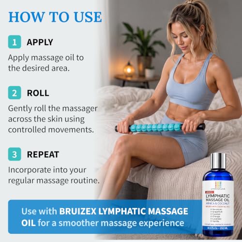 Bruizex Lipo Roller Lymphatic Drainage Massager, Massage Tool for Stomach - color: Blue