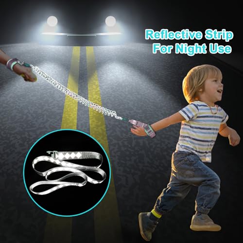 Accmor Toddler Harness Leash+ Anti Lost Wrist Link, Cute Dinosaur Kids Harness with Leash, Collapsible Child Leash Baby Walking Harness Wristband Assistant Strap Belt for Boys Girls to Outdoor Travel - color: Teal/Cool Tyrannosaurus Rex