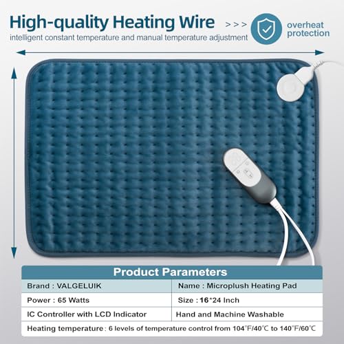 VALGELUIK Heating Pad for Back Pain Relief, 16"x24" Electric Heat Pad Gifts - color: Legion Blue, size: 16 Inch x 24 Inch