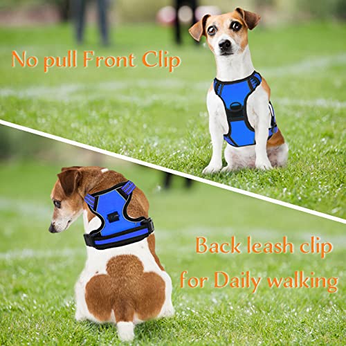 Bokelai No Pull Dog Harness for Large Dogs, 2 Clips, Padded Pet Vest, Blue - color: Blue, size: L
