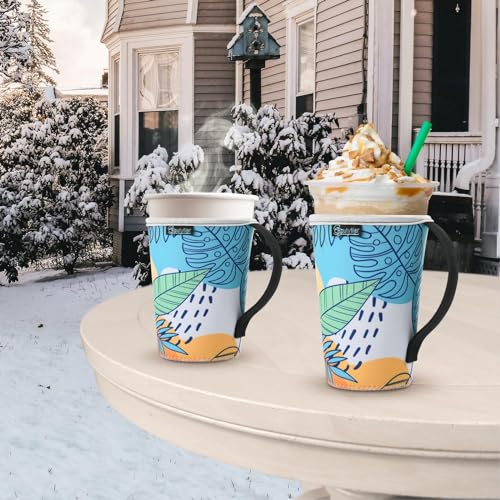 Reusable Insulated Neoprene Iced Coffee Sleeve, Hot & Cold Drink Cooler Cover for 16-32oz Cups, Compatible with Starbucks/Dunkin/McDonalds, Durable Beverage Holder for Cold Soda, Multi-Pattern Options - color: Pattern2
