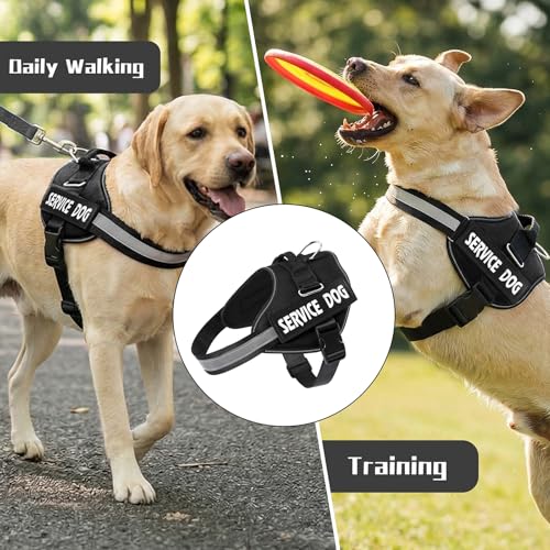 MUMUPET Service Dog Harness, No Pull & Reflective Pet Vest, Black, XS - color: Black, size: X-Small