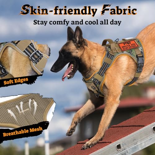 rabbitgoo Tactical Dog Harness for Small Dogs, No Pull Service Pet Vest - color: Brown Camo, size: S(Chest:16.1"-31.5",Neck:15.4"-21.6",Back:7.1")