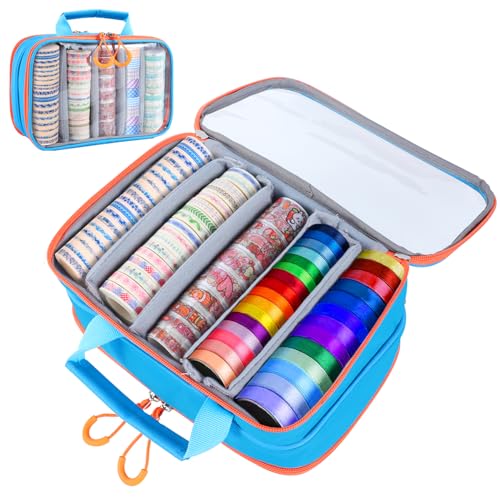 Washi Tape Box Organizer Clear Sticker Storage Box with Adjustable Division