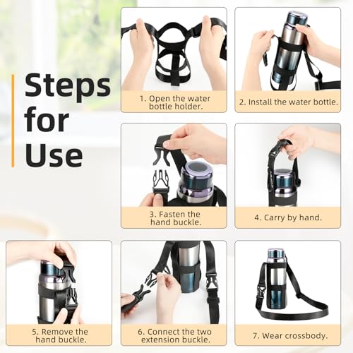 Nuovoware Water Bottle Holder With Strap, 2 Pack, 20-40 oz, Black+Black - color: Black+Black, size: 2 PCS
