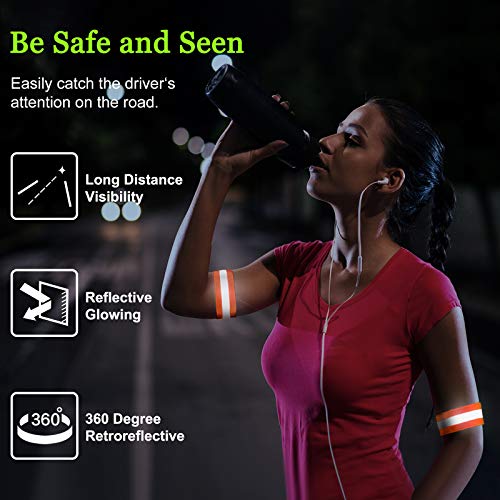 8 Pieces Reflective Bands Reflective Running Gear Night High Visibility Reflector Bands Shine Straps Tape Bracelets for Walking at Night Women Men Running Cycling Arm Wrist Ankle Leg - color: Green, Orange