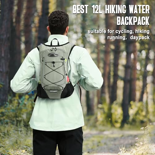 Lightweight Hydration Backpack, Running Backpack with 2L Water Bladder - color: Light Grass Green