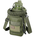 DEFUNX 64 Oz Insulated Water Bottle with Sleeve (All Military Green) - Half Gallon Water Jug with Handle - Stainless Steel Sports Water Bottle for Gym Workout Hiking Tactical Bottle with Pouch - color: Green Bottle with Military Green Sleeve, style: 64 Oz