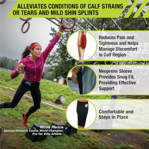 Pro-Tec Athletics Calf Sleeve, Neoprene Compression Support for Shin Splints and Calf Strains, Provides Therapeutic Warmth and Increases Circulation, while Supporting Muscles of Lower Leg, Large - size: Large