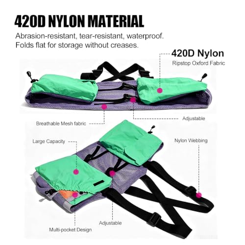 Lightweight Hiking Vest Bag, Multi‑Pocket Adjustable Running Chest Pack, Utility Outdoor Vest Pouch for Women, Men & Kids - color: Blue