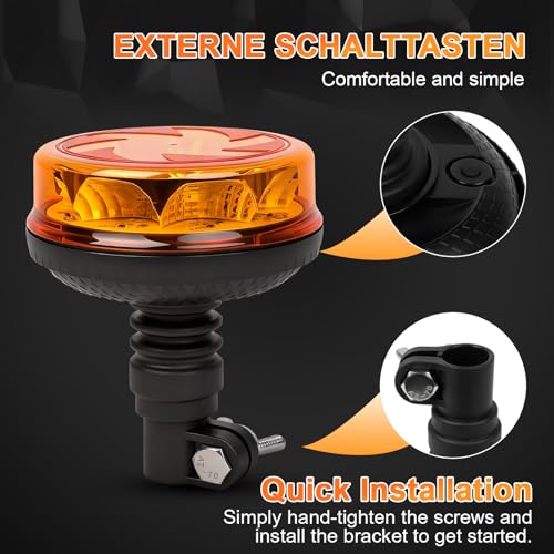 Amber LED Rotating Beacon Light 6 Flashing Modes Warning Light - color: Style 4
