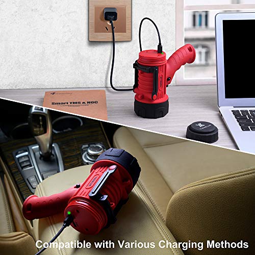 YIERBLUE Rechargeable Spotlight Flashlight with 2000,000 High Lumen LED - color: Red