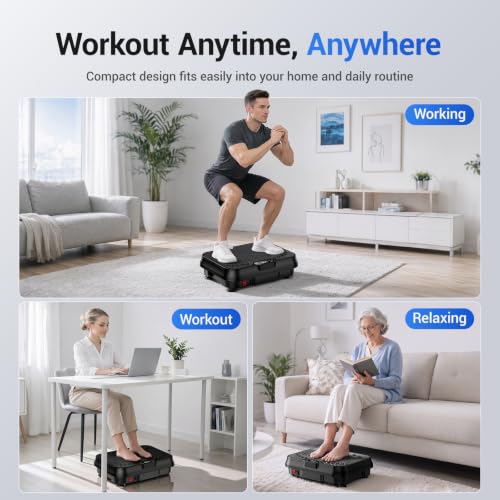 Vibration Plate Exercise Machine 350lbs Capacity Full Body Shaker - color: Deep Black