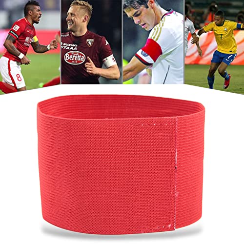 Soccer Armband, 5 Colors Outdoor Team Sports Groups Captain Armband Adjustable Player Bands (Red)