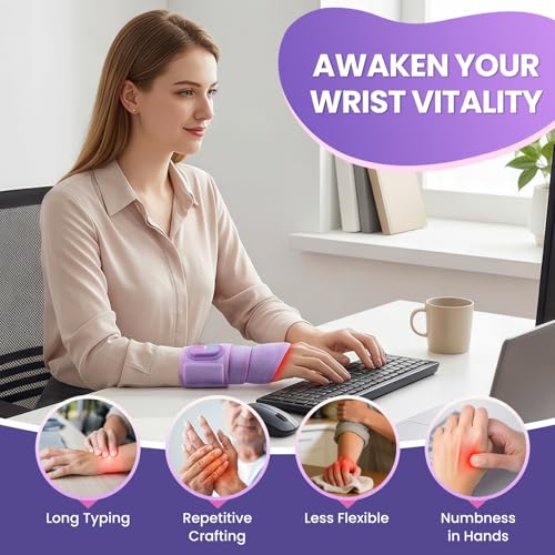 WoloyHeatie Wrist Heating Pad Red Light Massage Carpal Tunnel, Purple - color: Purple