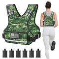APEXUP Adjustable Weighted Vest, 4-10lb/12-18lb/20-32lb Vest with 6 Ironsand Weights and Large Pocket, Weight Vest for Men Women Strength Training, Running, Walking - color: Green Digi Camo, size: 4-10lbs