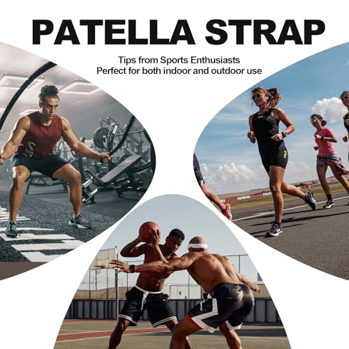 Patella Strap 2-Pack – Silicone Pad Knee Brace for Pain Relief - color: Black